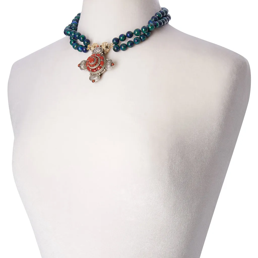 Victoire Azurite 10mm Double Strand Necklace