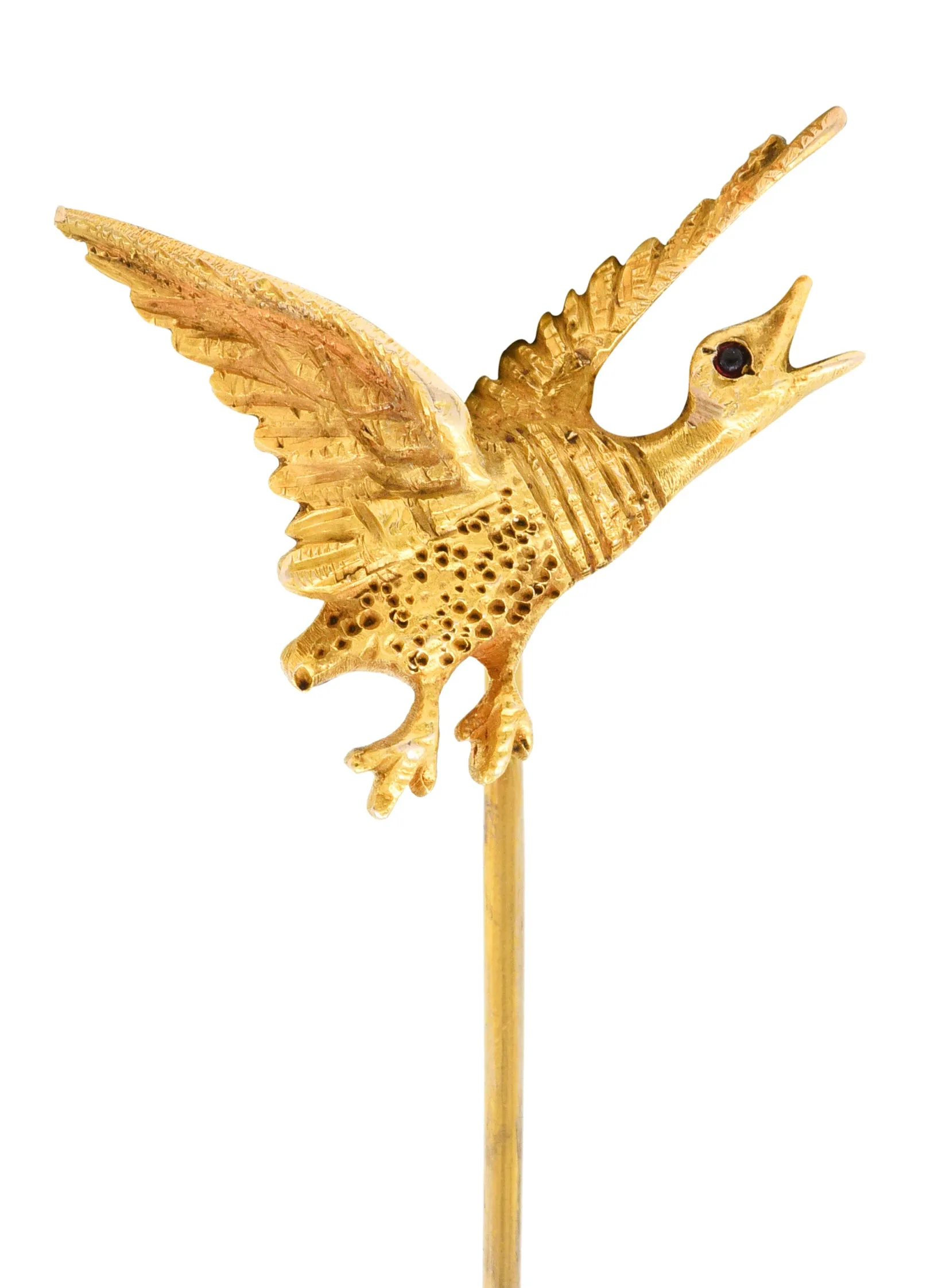 Victorian Garnet 14 Karat Gold Goose Stickpin