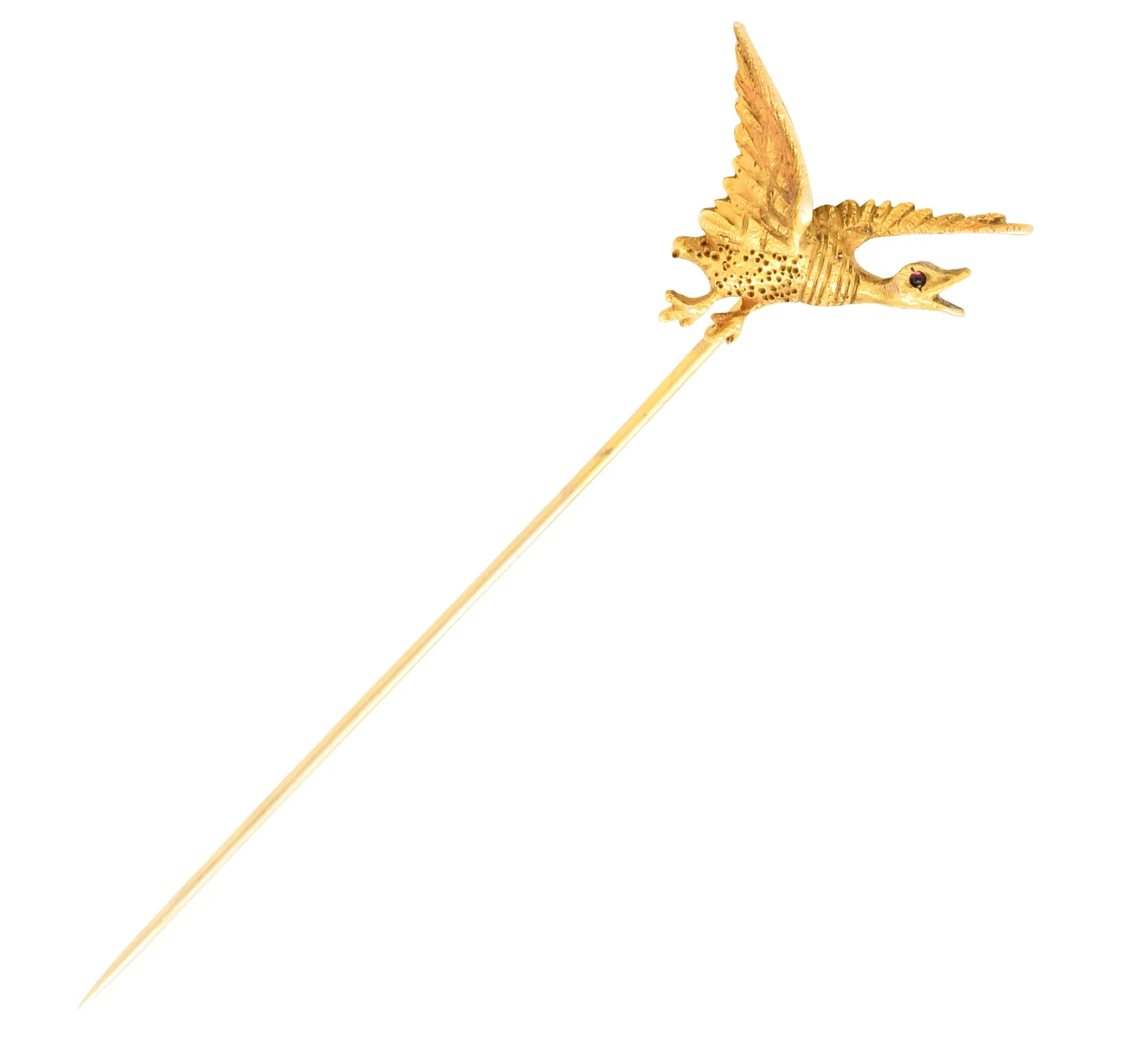 Victorian Garnet 14 Karat Gold Goose Stickpin