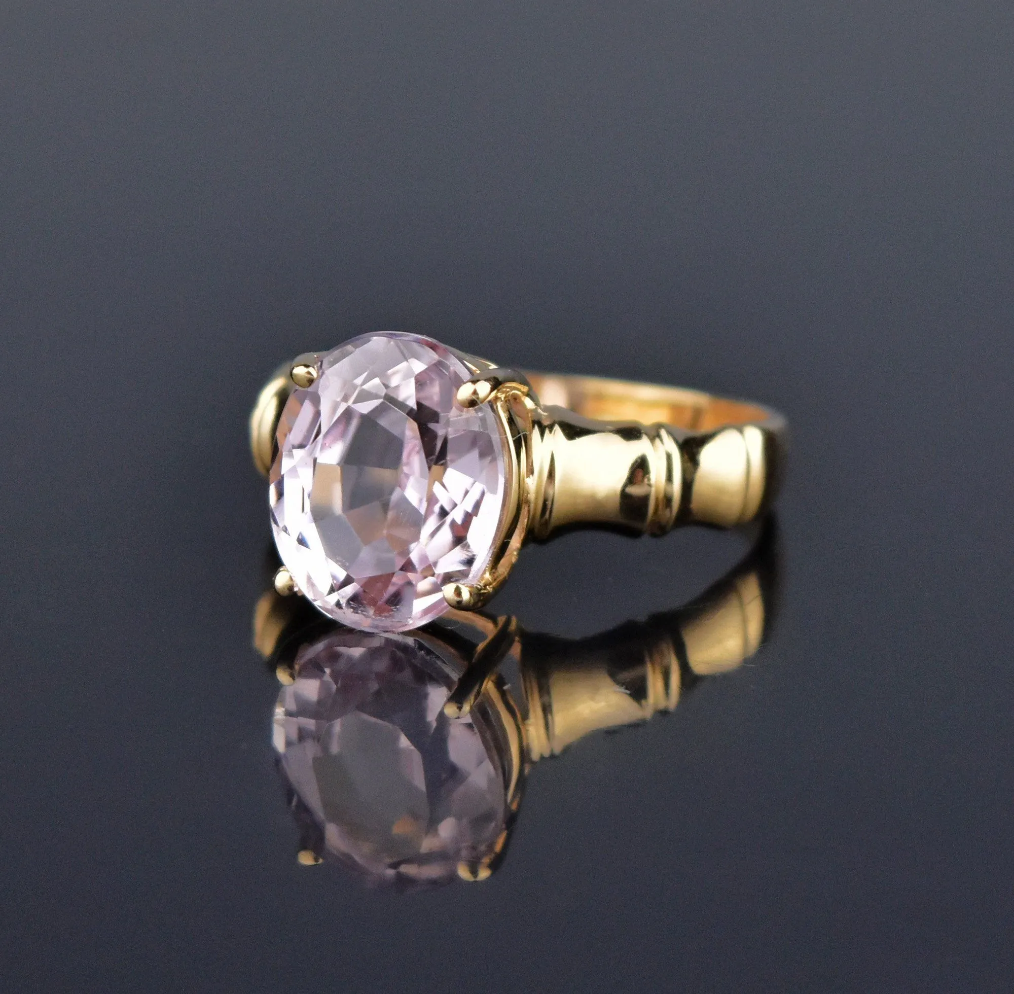 Vintage 14K Gold Lilac Pink Kunzite Solitaire Ring