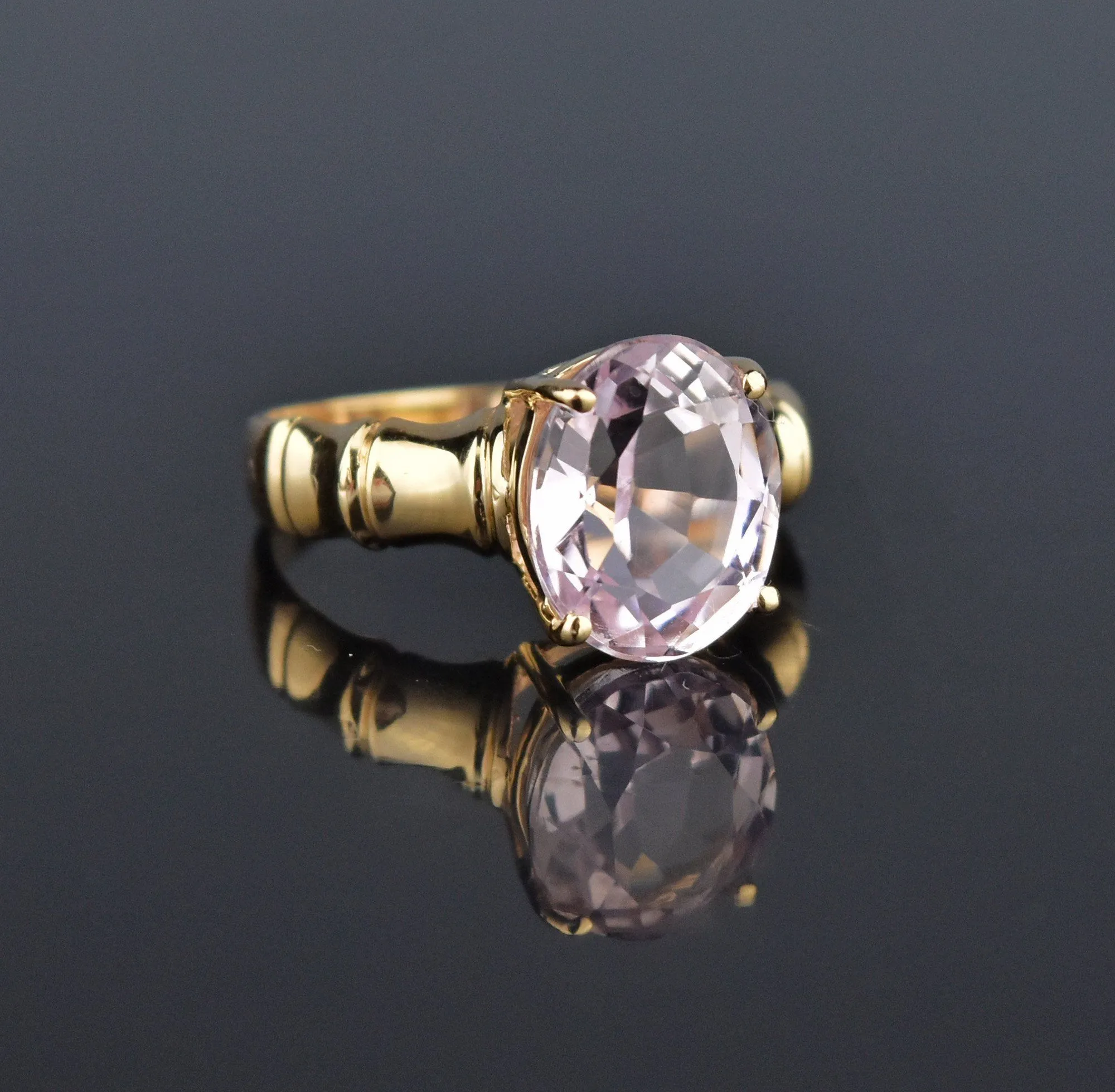 Vintage 14K Gold Lilac Pink Kunzite Solitaire Ring