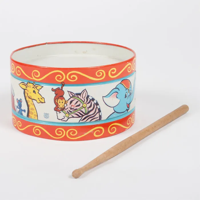 Vintage Animal Illustrated Drum Red