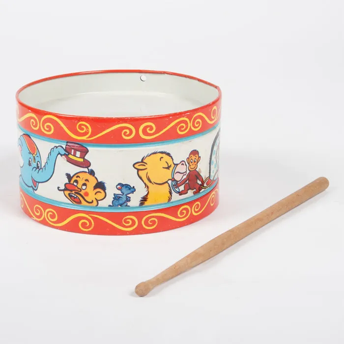 Vintage Animal Illustrated Drum Red