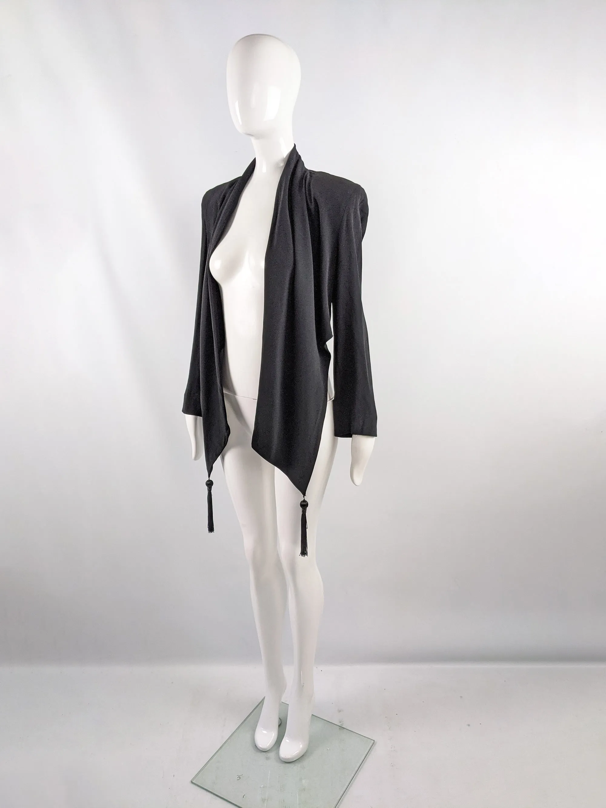 Vintage High Fashion Shoulder Padded Draped Cape Jacket, 1980s