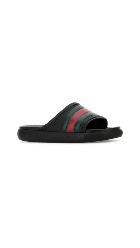 Web Rubber Slide Sandal - Black