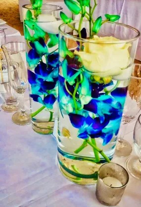 White Rose & Blue Orchids Arrangements