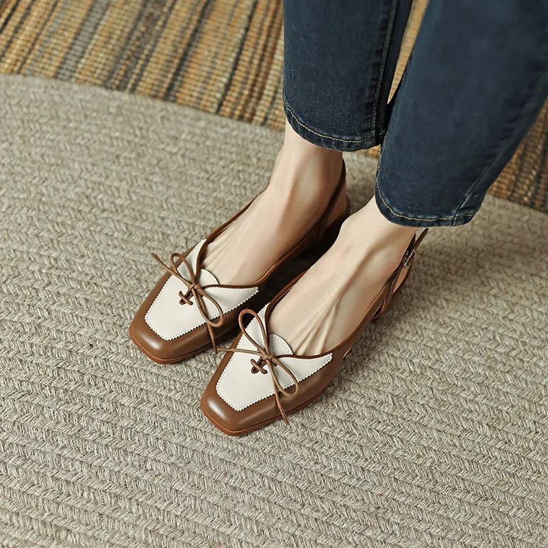 Women Square-toe Bow Sandals 