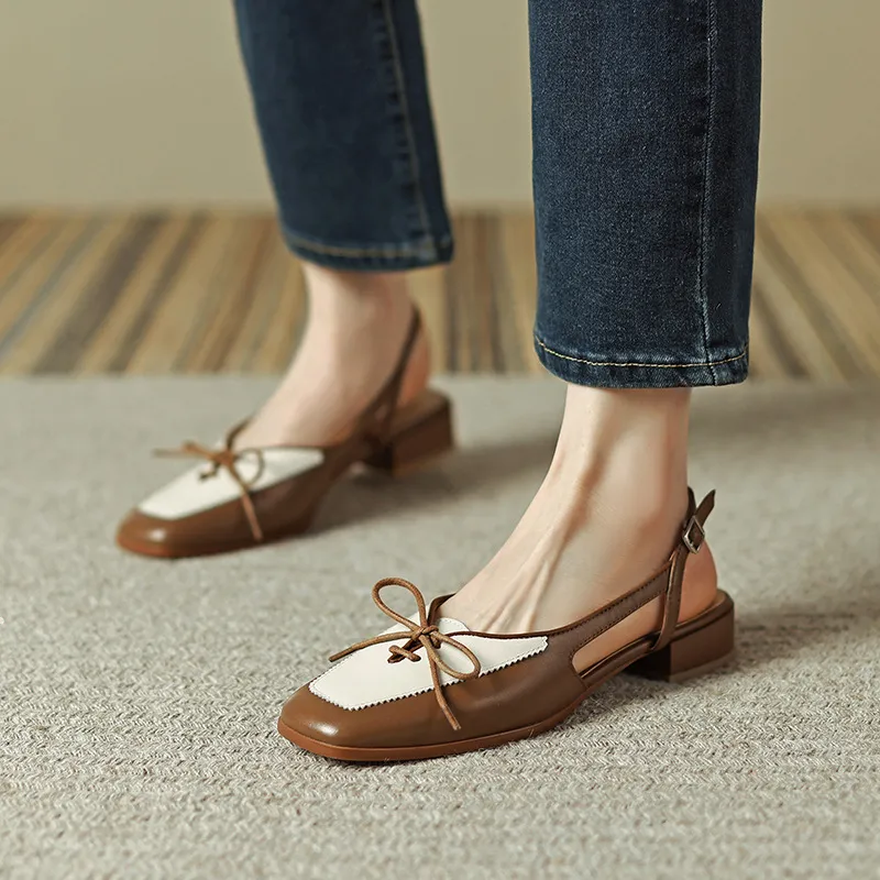 Women Square-toe Bow Sandals 