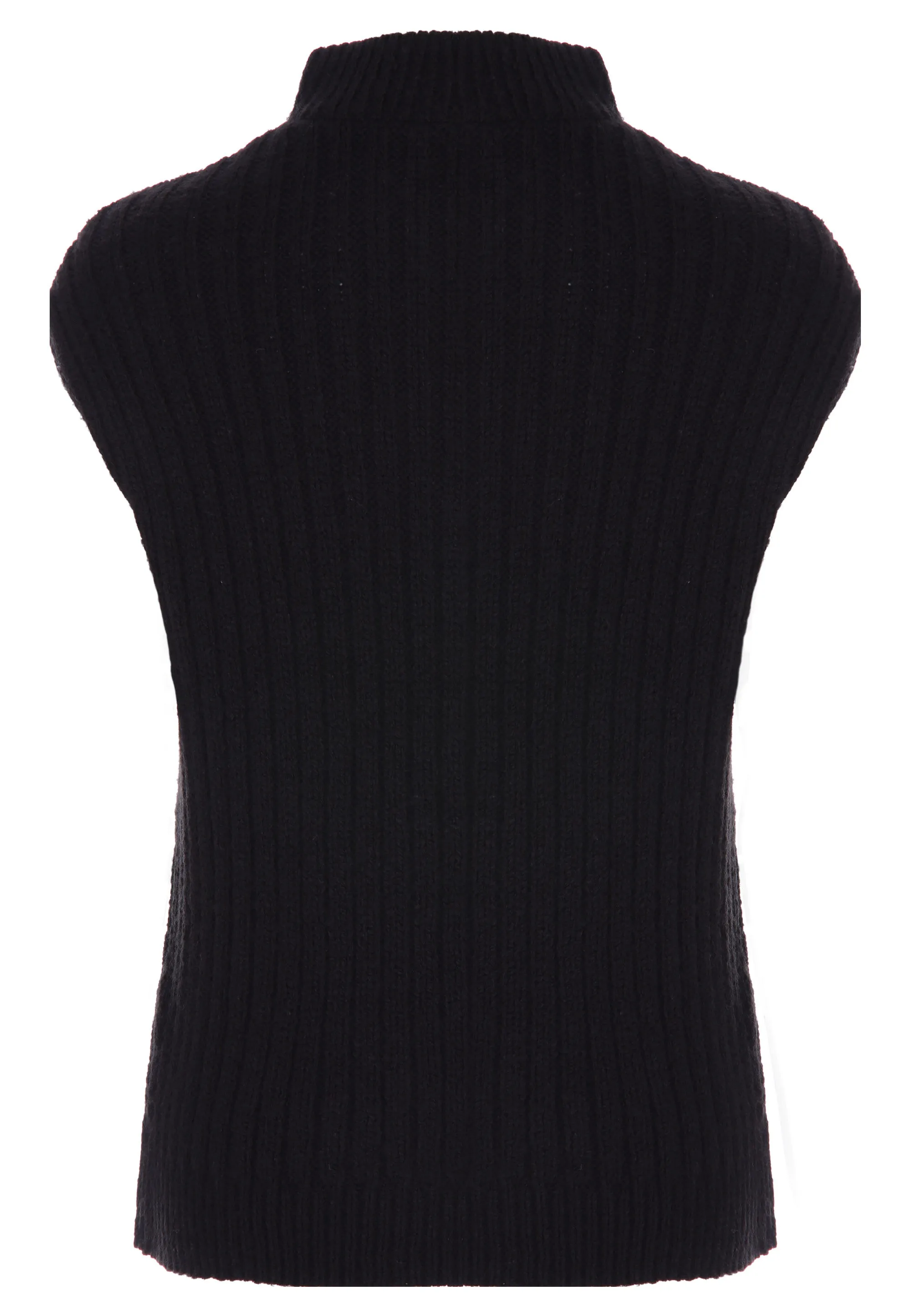 Womens Black Cable Knit Sleeveless Tank Jumper