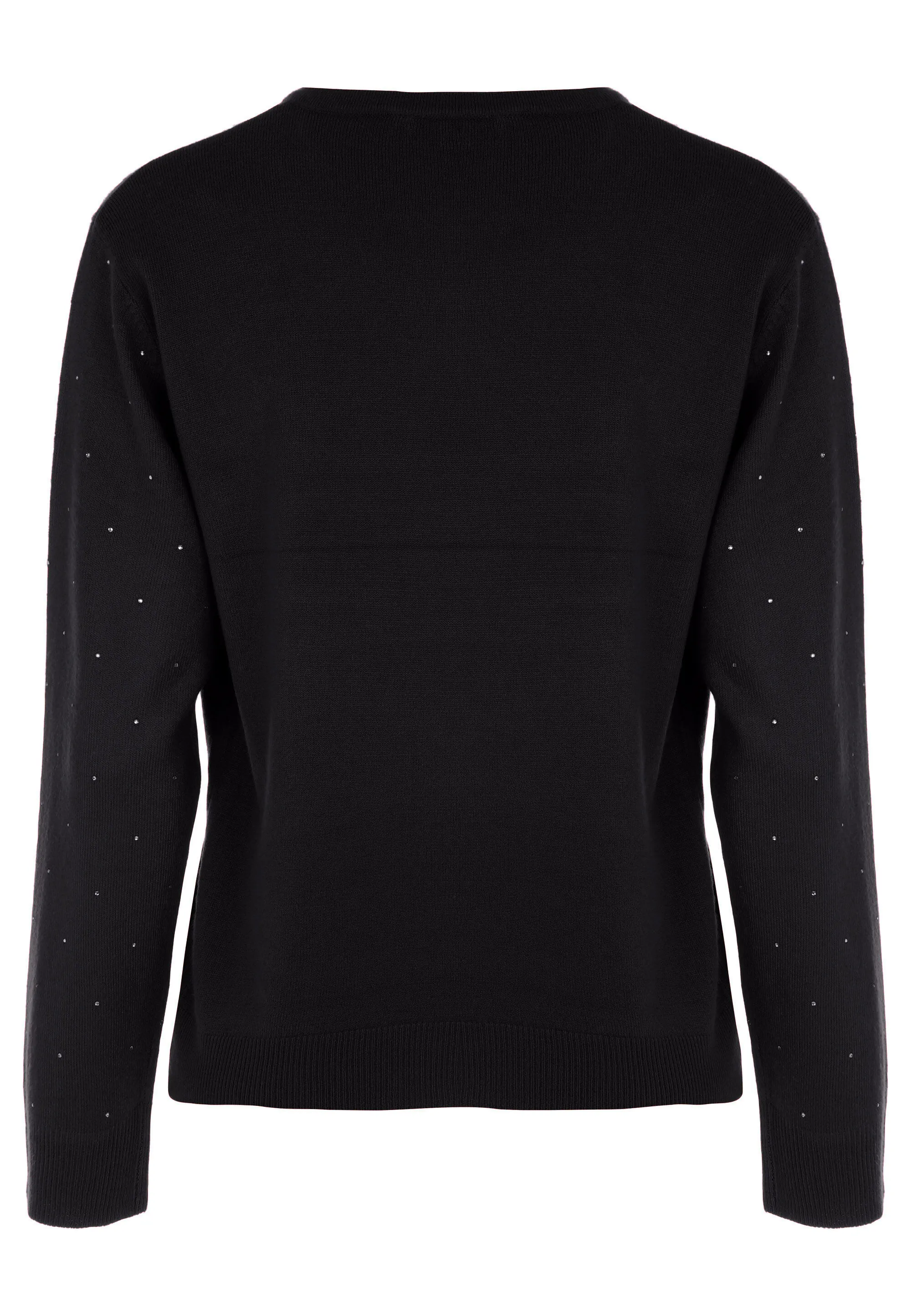 Womens Black Diamante Crew Neck Jumper