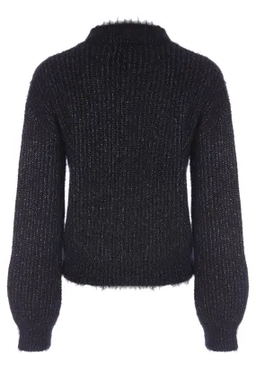 Womens Black Tinsel Lash Knit Jumper