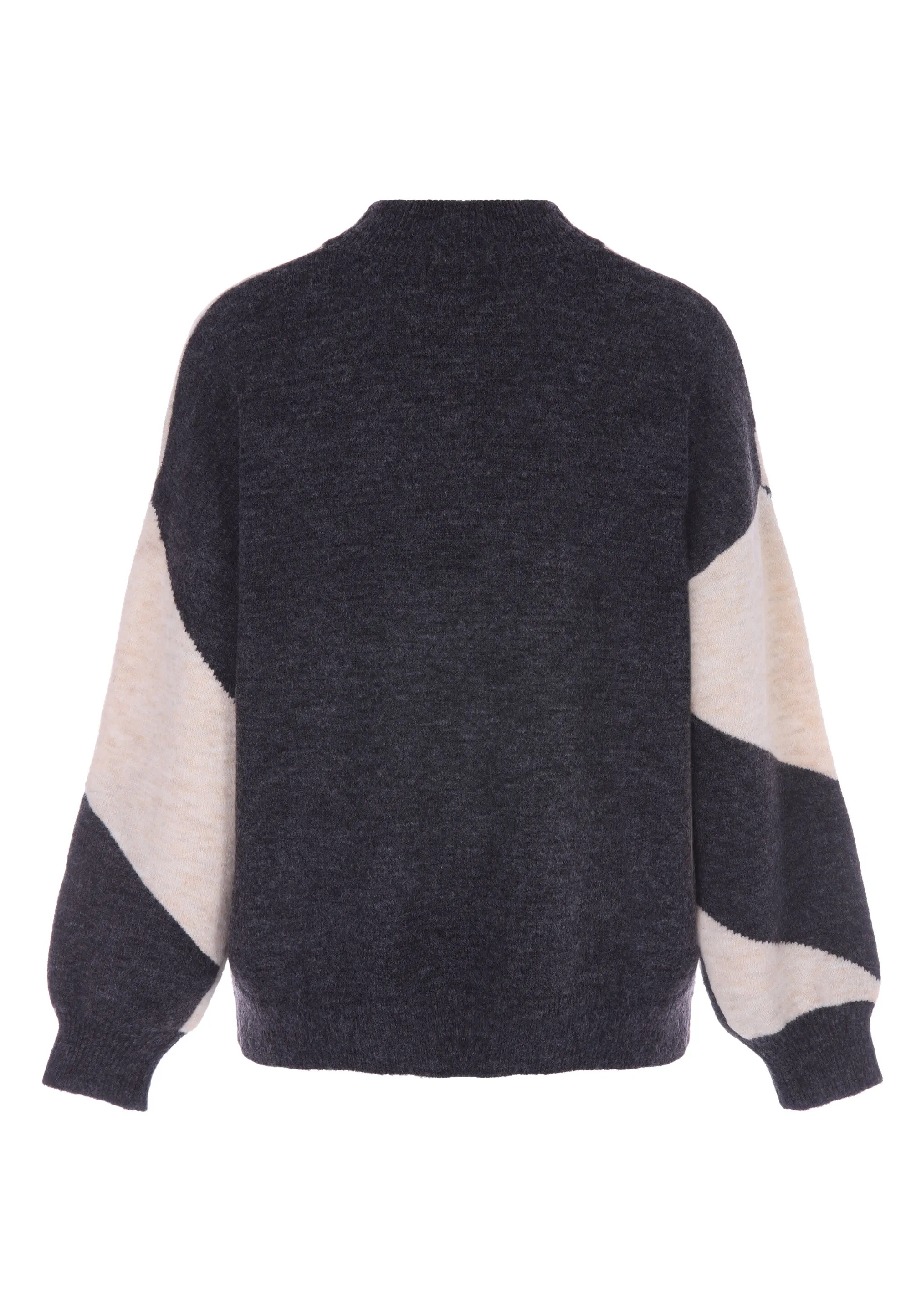 Womens Grey Diagonal Stripe Colour Block Jumper