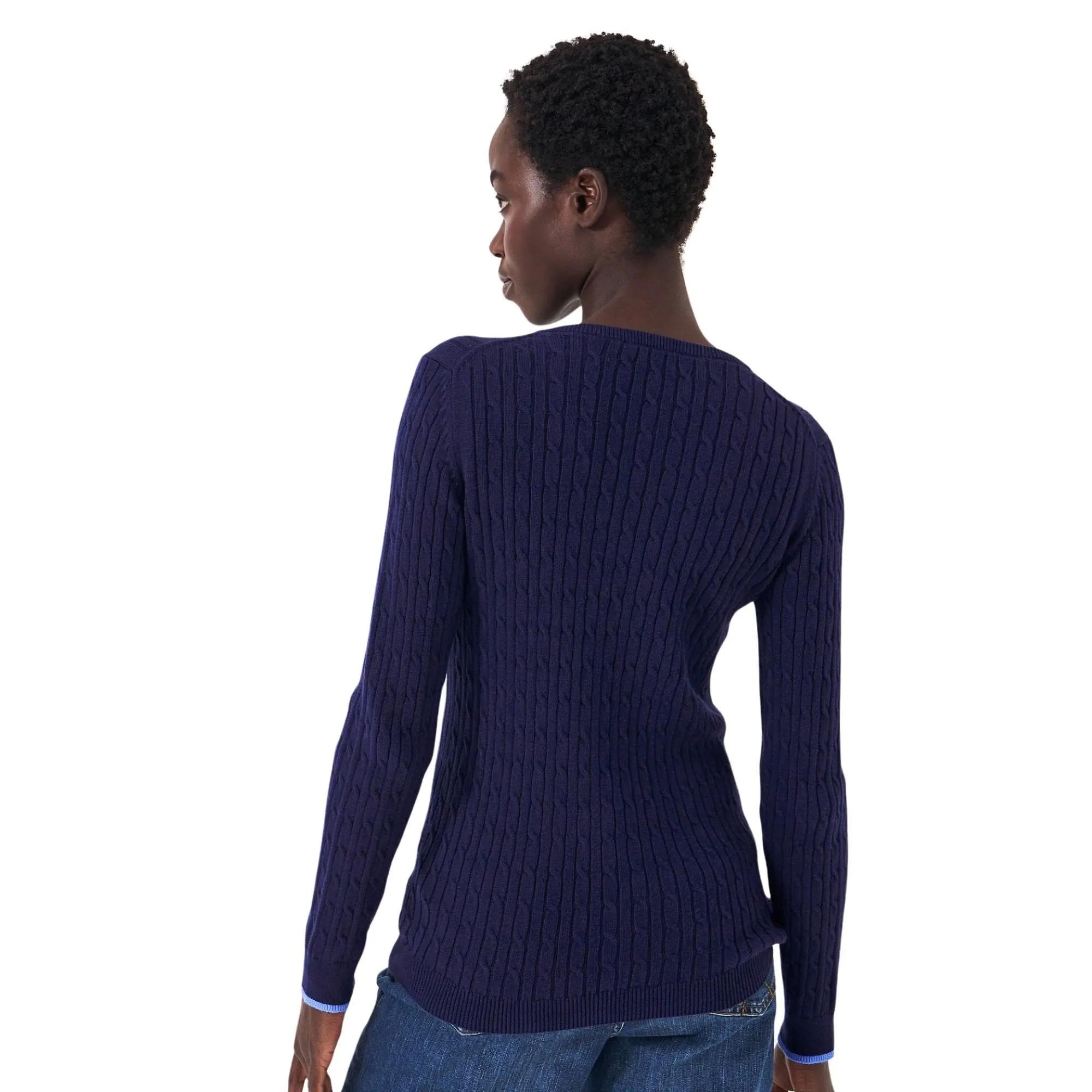 Womens Heritage V Neck Cable Jumper