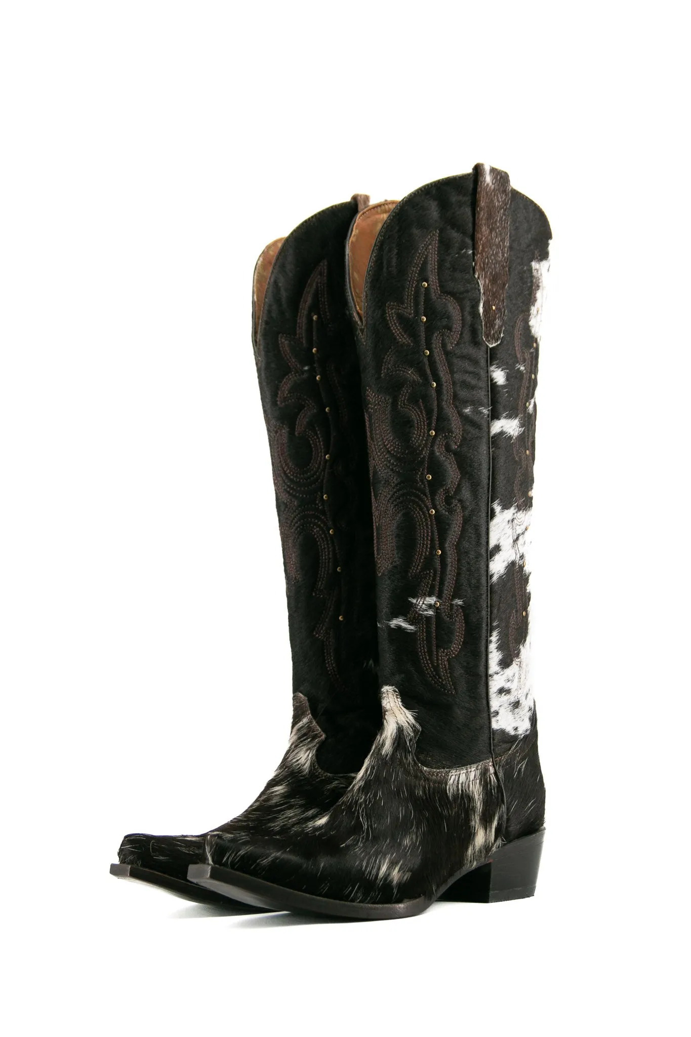 Women's Tall Cowhide Studded Snip Toe Cowgirl Boot Size 8.5 Box JW108