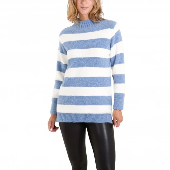 Womens Turtle Neck Striped Soft Knit Jumper