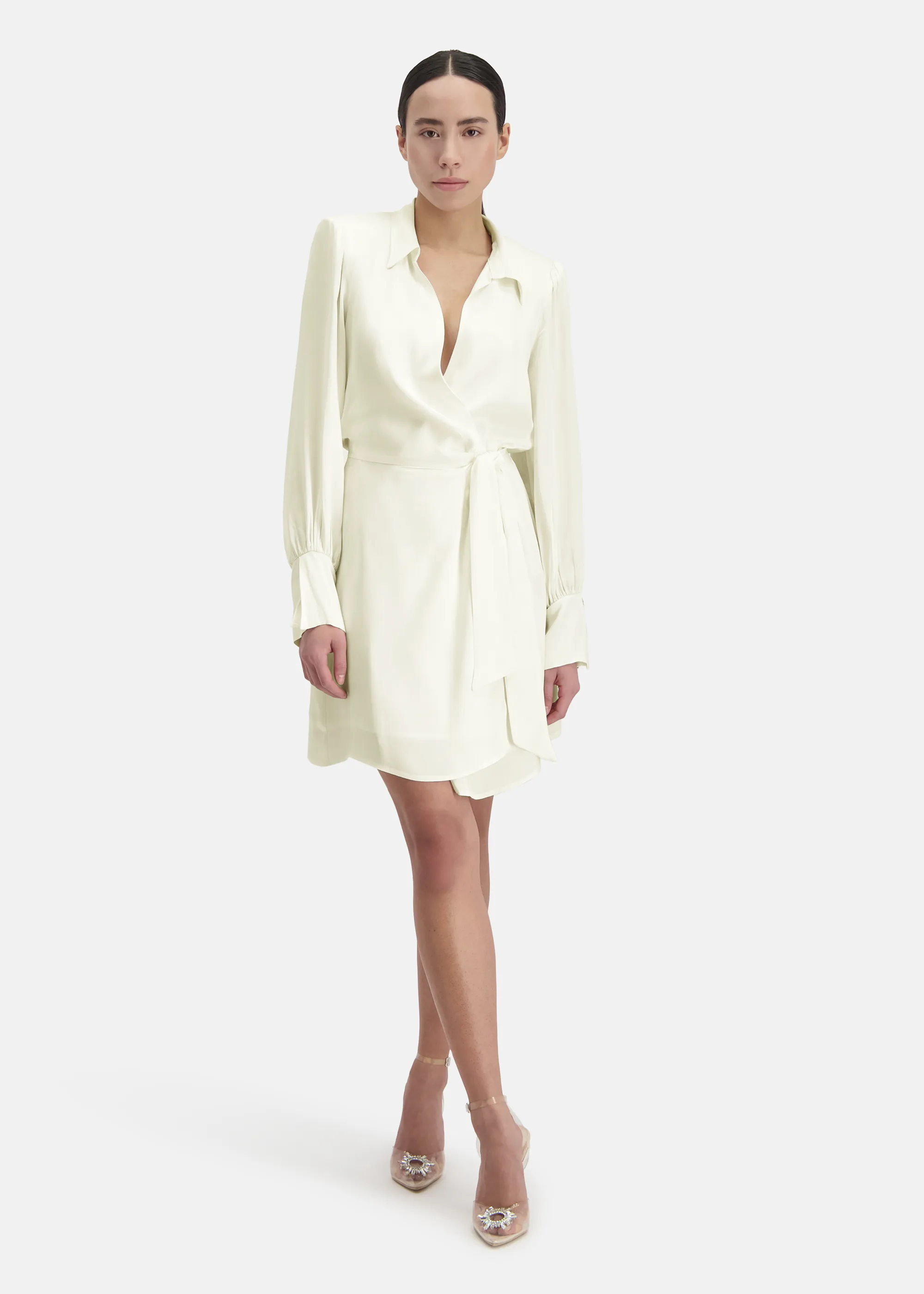 Wrap dress with shoulder pads - TIFOWA in WHITE