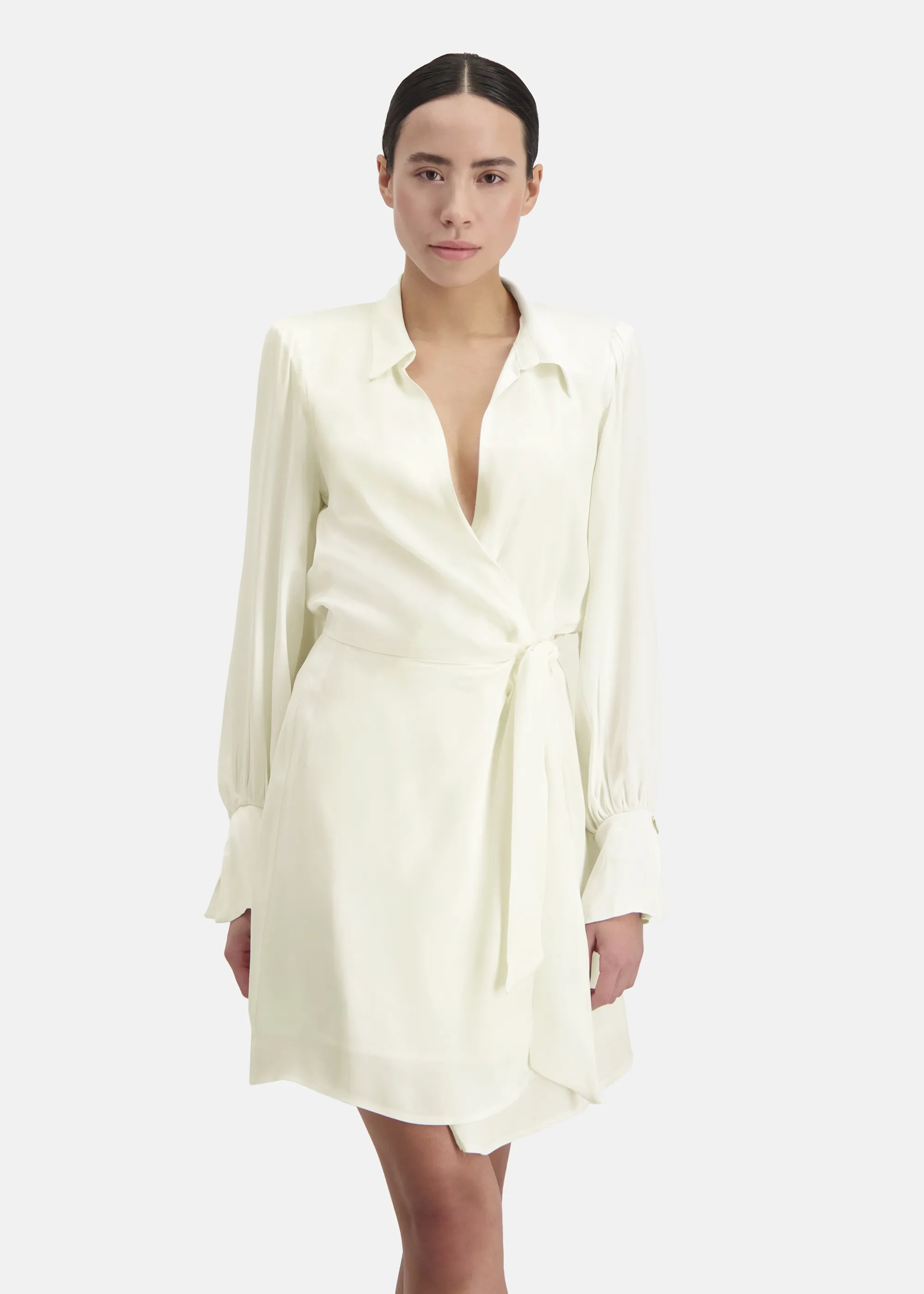 Wrap dress with shoulder pads - TIFOWA in WHITE